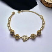 Dört Yapraklı Yonca Bileklik Altın Rengi Görünümlü Boy Ayarlı Paslanmaz Çelik thumbnail 1