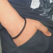 Unisex Kadın/Erkek Esnek Bijuteri Bileklik-Siyah Renkli - 1