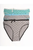 Palena DON20201 - Kadın Pamuklu Puantiyeli Bikini Külot 3'lü Set - 1