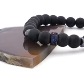 Mavi Zirkon Taşlı Oniks Doğal Taş Erkek Bileklik EBLK-481 thumbnail 4