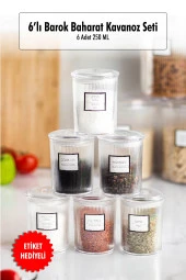 6'lı Barok Yuvarlak Baharat Kavanoz Seti & Saklama Kabı & Erzak Kabı (6*250 ML) - 1