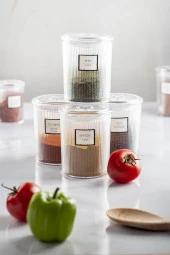 6'lı Barok Yuvarlak Baharat Kavanoz Seti & Saklama Kabı & Erzak Kabı (6*250 ML) - 4