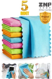 Clean | Microfiber 40x40 Cm 5'li Baklava Desen Cam Temizlik Bezi - 1
