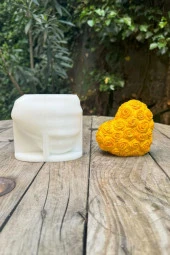 Kalp Gül Dokulu Tekli Silikon Mum Kalıbı thumbnail 2