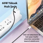 Polham HC Süper Hızlı 60W 1 Metre Type C To Type C Şarj Kablosu, İphone 15 Serisi İle Uyumlu Kablo - 2