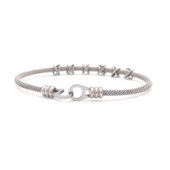 316L Çelik Düğüm Detaylı Gri Erkek Kelepçe Bileklik EBLK-425 thumbnail 3