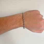 316L Çelik Düğüm Detaylı Gri Erkek Kelepçe Bileklik EBLK-425 thumbnail 2