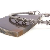 316L Çelik Düğüm Detaylı Gri Erkek Kelepçe Bileklik EBLK-425 thumbnail 5