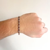 316L Çelik Düğüm Detaylı Kahverengi Erkek Kelepçe Bileklik EBLK-427 thumbnail 2