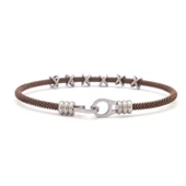 316L Çelik Düğüm Detaylı Kahverengi Erkek Kelepçe Bileklik EBLK-427 thumbnail 3