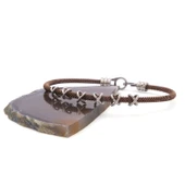 316L Çelik Düğüm Detaylı Kahverengi Erkek Kelepçe Bileklik EBLK-427 thumbnail 4