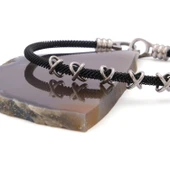 316L Çelik Düğüm Detaylı Siyah Erkek Kelepçe Bileklik EBLK-426 thumbnail 5