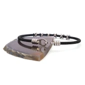 316L Çelik Düğüm Detaylı Siyah Erkek Kelepçe Bileklik EBLK-426 thumbnail 6