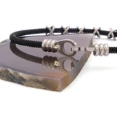 316L Çelik Düğüm Detaylı Siyah Erkek Kelepçe Bileklik EBLK-426 thumbnail 8