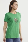 Varak Baskılı Dökümlü Tişört - Yeşil thumbnail 4