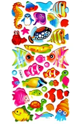 Sticker Kabartmalı Stiker Defter, Planlayıcı Etiket (HL88-031) - 17x9 cm - Renkli Balıklar thumbnail 1