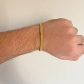 Altın Kaplama Halat Model  Erkek Kelepçe Bileklik EBLK-435 thumbnail 2