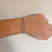 316L Çelik Rose Gold Halat Model Erkek Kelepçe Bileklik EBLK-412 thumbnail 2