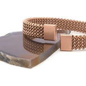 316L Çelik Rose Gold Halat Model Erkek Kelepçe Bileklik EBLK-412 thumbnail 4