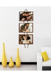 GİZEM SHOP Üçlü Jüt Halatlı Resim Çerçevesi 21x15 Resimler Için Uygundur - 3