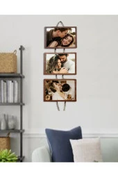 GİZEM SHOP Üçlü Jüt Halatlı Resim Çerçevesi 21x15 Resimler Için Uygundur - 4