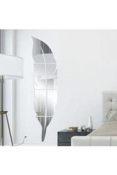 Dekoratif Duvar Dekorasyon Tüy Desen Gümüş Ayna Pleksi 30x120cm - 2