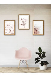 YALOVA SHOP Dekoratif Soft Pembe Çiçekler 3 lü Tablo Seti thumbnail 4