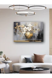 YALOVA SHOP Dekoratif Gold Vazo Yağlıboya Temalı UV Baskı Tablo thumbnail 1