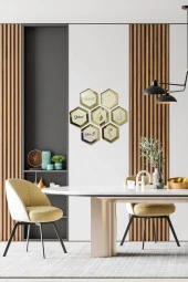 HYL Bal Peteği Şeklinde Sabret,elif Lam, Damla Allah 7,li Set Beyaz-gold thumbnail 3