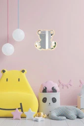 GİZEM SHOP Ayıcık Figürlü Çocuk Odası Dekoratif Kırılmaz Pleksi Ayna Ayıcık thumbnail 3