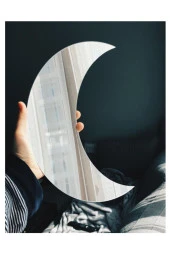 GİZEM SHOP Ay Figürlü Dekoratif Pleksi Ayna 3mm Mdf Üzerine Yapıştırma - 3