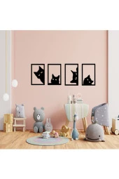 GİZEM SHOP Dekoratif Kedi Tablosu Seti Lazer Kesim Siyah - 4