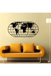 GİZEM SHOP Dünya Haritası Atlası 3 Parça Lazer Kesim Ahşap Duvar Dekoru Siyah 120cm Ofis Ve Ev Dekorasyonunda thumbnail 2