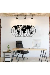 GİZEM SHOP Dünya Haritası Atlası 3 Parça Lazer Kesim Ahşap Duvar Dekoru Siyah 70cm Ev Ofis Işyeri Dekorasyonu thumbnail 5