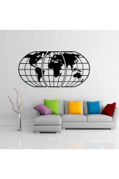 GİZEM SHOP Dünya Haritası Atlası 3 Parça Lazer Kesim Ahşap Duvar Dekoru Siyah 70cm Ev Ofis Işyeri Dekorasyonu thumbnail 1