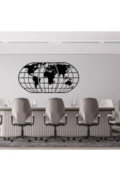 GİZEM SHOP Dünya Haritası Atlası 3 Parça Lazer Kesim Ahşap Duvar Dekoru Siyah 120cm Ofis Ve Ev Dekorasyonunda thumbnail 1