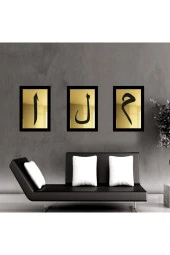 GİZEM SHOP 3d Elif Lam Mim 3'lü Set Gümüş Ayna (26*16) Dişi Gold Muhteşem Bir Hediyelik - 1
