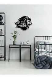 GİZEM SHOP Aslan Duvar Dekoru Duvar Süsü, Ahşap Lazer Kesim Dekoratif Tablo Siyah thumbnail 4