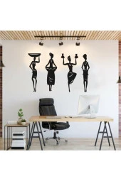 HYL Afrikalı Kadınlar Duvar Dekoru Himba Kabilesi Duvar Süsü, Ahşap Lazer Kesim Dekoratif Tablo Siyah thumbnail 5