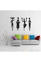 HYL Afrikalı Kadınlar Duvar Dekoru Himba Kabilesi Duvar Süsü, Ahşap Lazer Kesim Dekoratif Tablo Siyah thumbnail 6