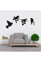 HYL Daldaki Kuşlar Duvar Süsü Dekoratif Ahşap Lazer Kesim Siyah thumbnail 4