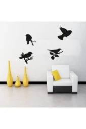 HYL Daldaki Kuşlar Duvar Süsü Dekoratif Ahşap Lazer Kesim Siyah thumbnail 2