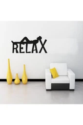 GİZEM SHOP Relax Duvar Dekoru, Duvar Süsü, Ahşap Lazer Kesim Dekoratif Tablo Siyah thumbnail 3