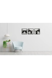 Odun Marketi 3lü Kedi Ahşap Dekoratif Duvar Tablosu 30x30 Cm thumbnail 3