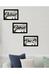 GİZEM SHOP 3d Sabret Şükret Dua Et 3'lü Set Gümüş Ayna (26*16) Gümüş thumbnail 3