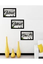 GİZEM SHOP 3d Sabret Şükret Dua Et 3'lü Set Gümüş Ayna (26*16) Gümüş thumbnail 4