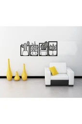 HYL Kaktüsler Dörtlü Set Duvar Dekoru, Duvar Süsü, Ahşap Lazer Kesim Dekoratif Tablo Siyah. thumbnail 1