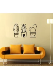 GİZEM SHOP Kaktüsler Duvar Dekoru, Duvar Süsü, Ahşap Lazer Kesim Dekoratif Tablo Siyah thumbnail 1