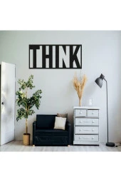 HYL Thınk Üç Boyutlu Duvar Yazısı Dekoru,duvar Süsü, Ahşap Lazer Kesim Dekoratif Tablo Siyah thumbnail 3
