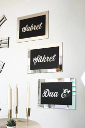 GİZEM SHOP 3d Sabret Şükret Dua Et 3'lü Set 26x16 Gümüş thumbnail 2